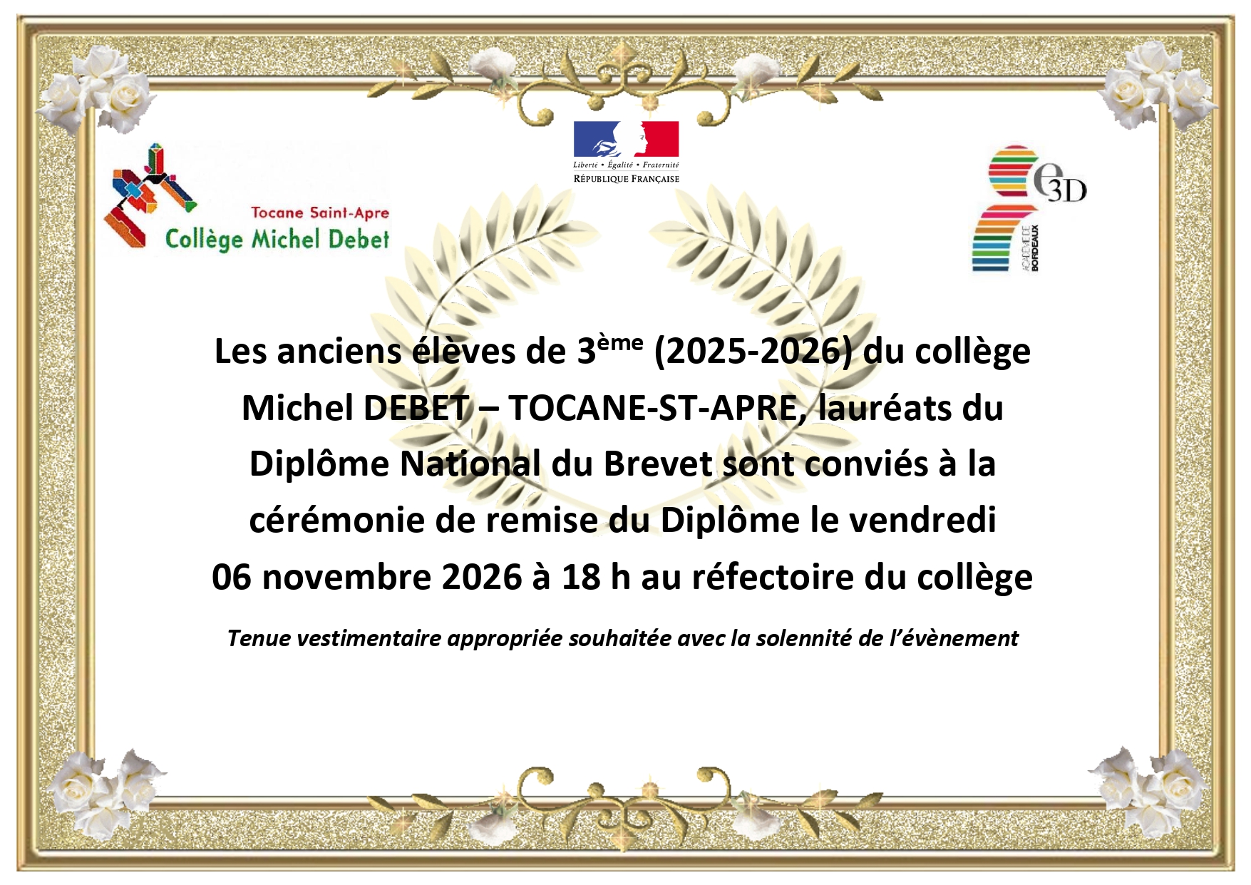 Affiche Invitation remise de diplome